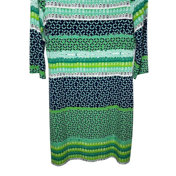 Donna Morgan Size 6 Green Pattern Sheath Dress | Short Sleeve Work to Weekend - Picture 9 of 9